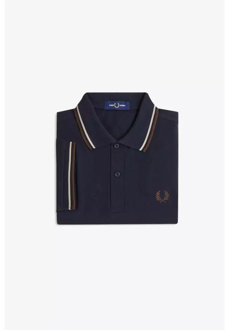 Fred Perry M3600 Twin Tipped Fred Perry Shirt (Navy / Warm Oat / Burnt Tobacco)