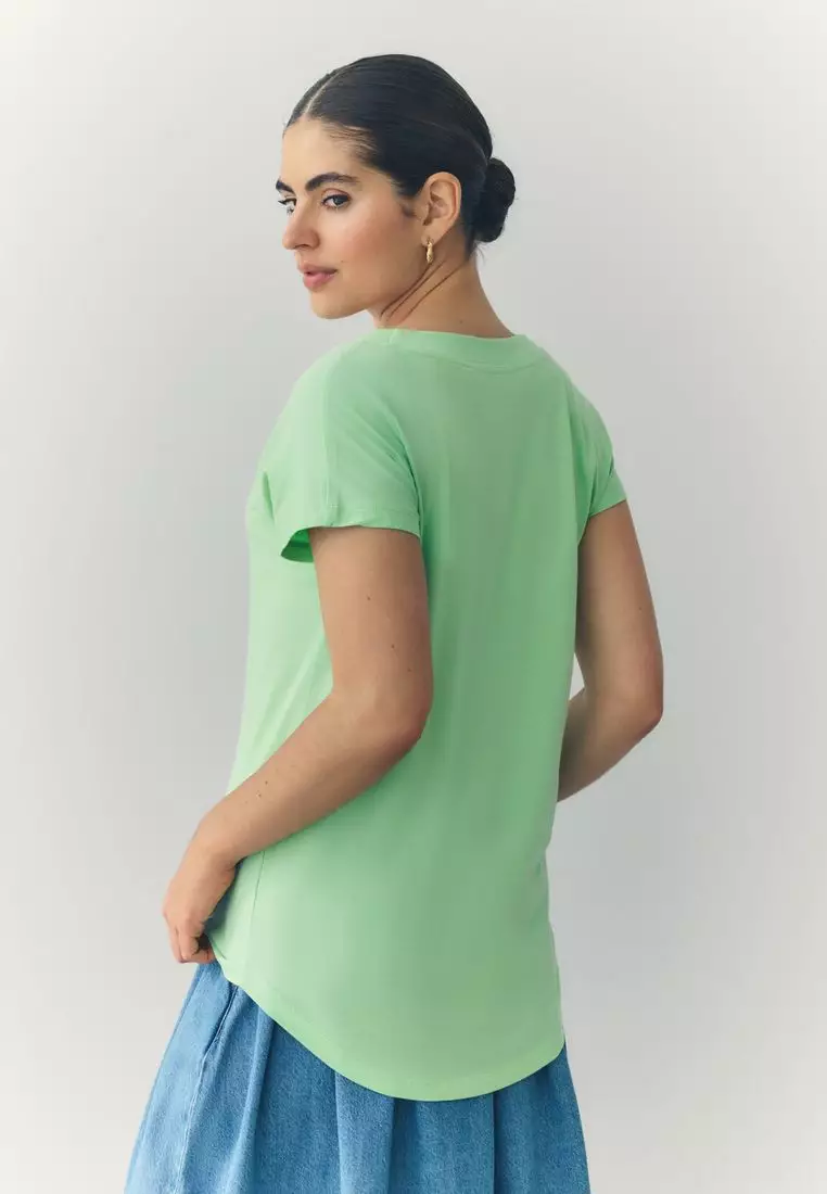 V-Neck Cap Sleeve T-Shirt