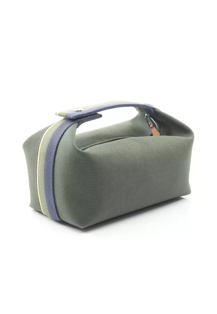 Pre-Loved Hermès Bride-a-Brac PM Handbag canvas Dark green Navy multicolor silver hardware
