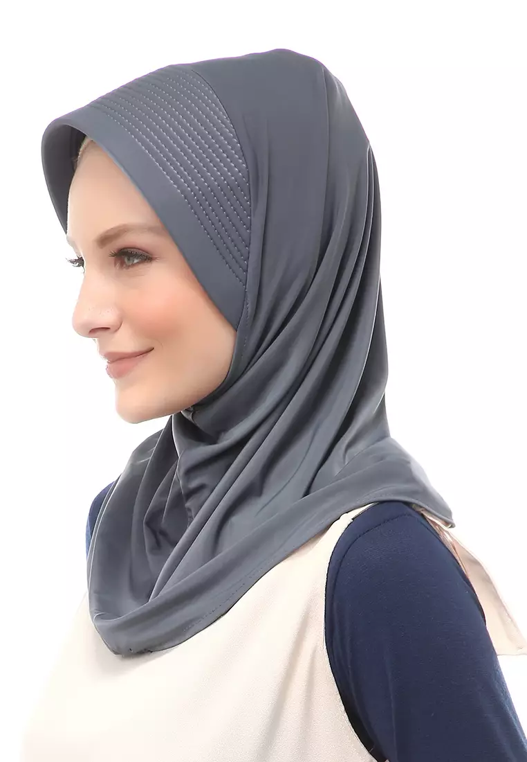 Layla Hijab Sport Instan Wanita Muslimah Relaxed Fit - Abu Tua