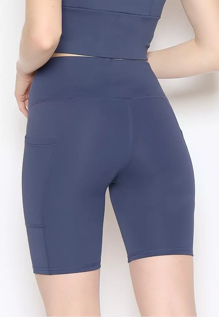 Fitwear - Celana / Legging Pendek Olahraga Wanita KARINA BASIC POCKET MEDIUM WAIST - NAVY