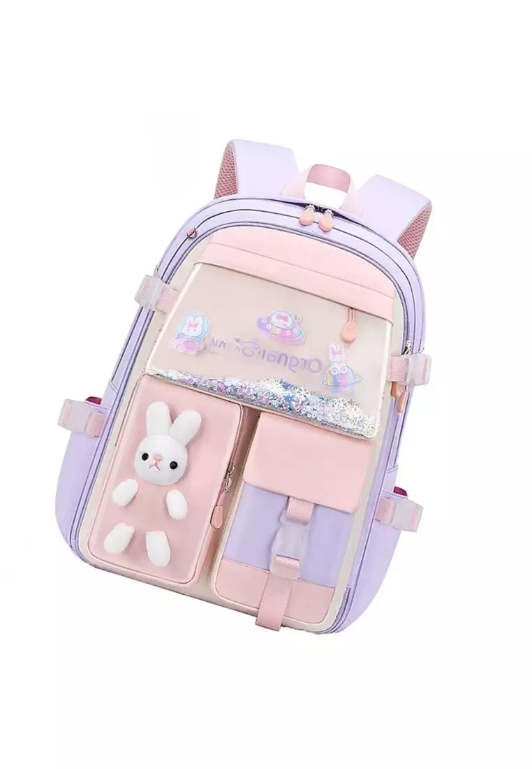 Afra Tas Ransel Sekolah Anak Wanita Cute Rabbit Large Storage Material Nylon ORIGINAL - Purple