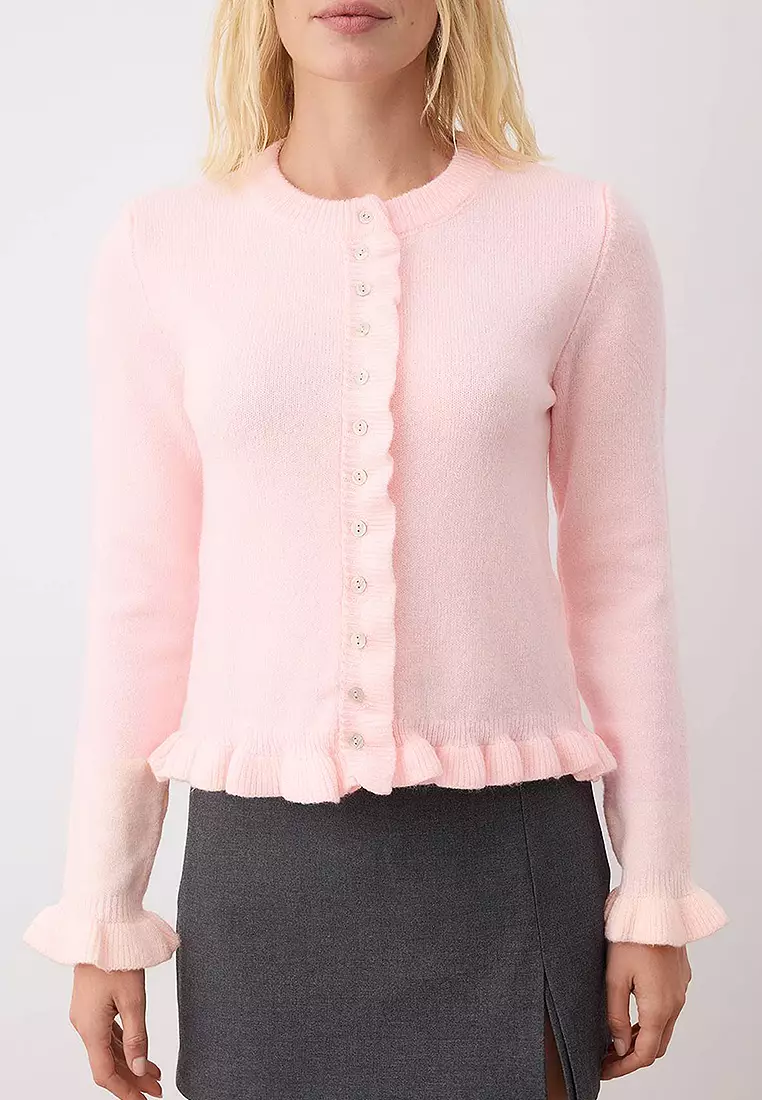 Button Detailed Soft Texture Knit Cardigan