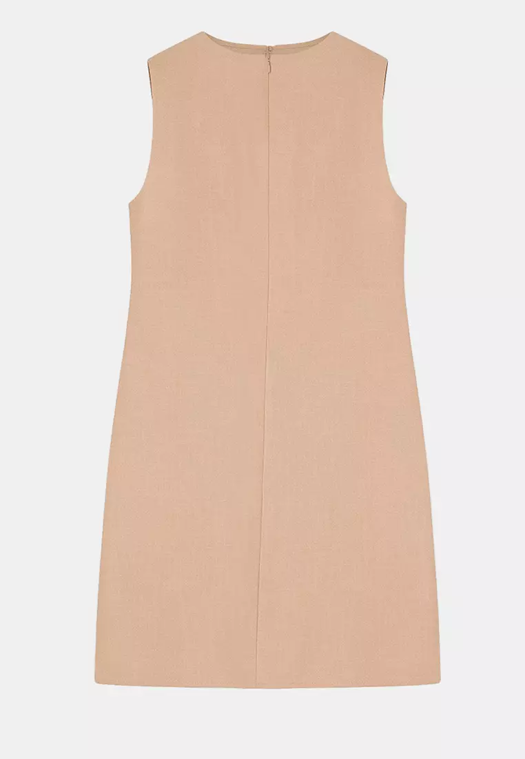 Stone Plain A-Line Short / Mini Woven Dress Twoss25El645