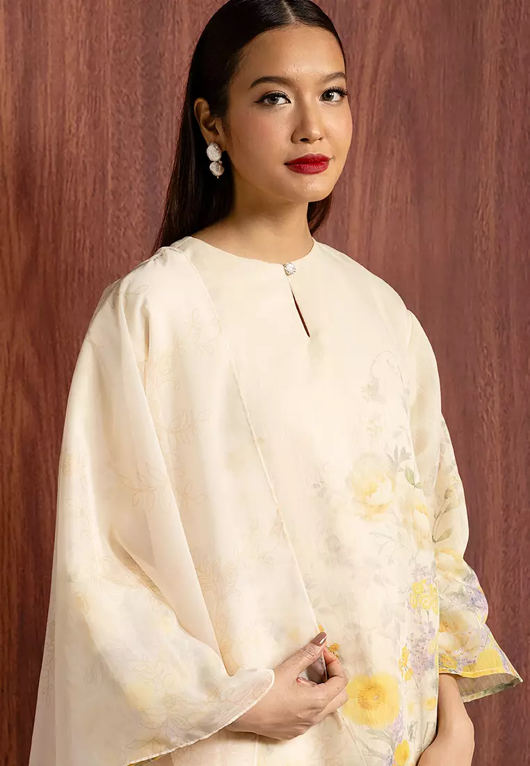 IRIS PRINTED KURUNG LABUH SET WITH SHAWL