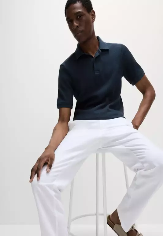 M&S Collection Pure Cotton Textured Polo Shirt