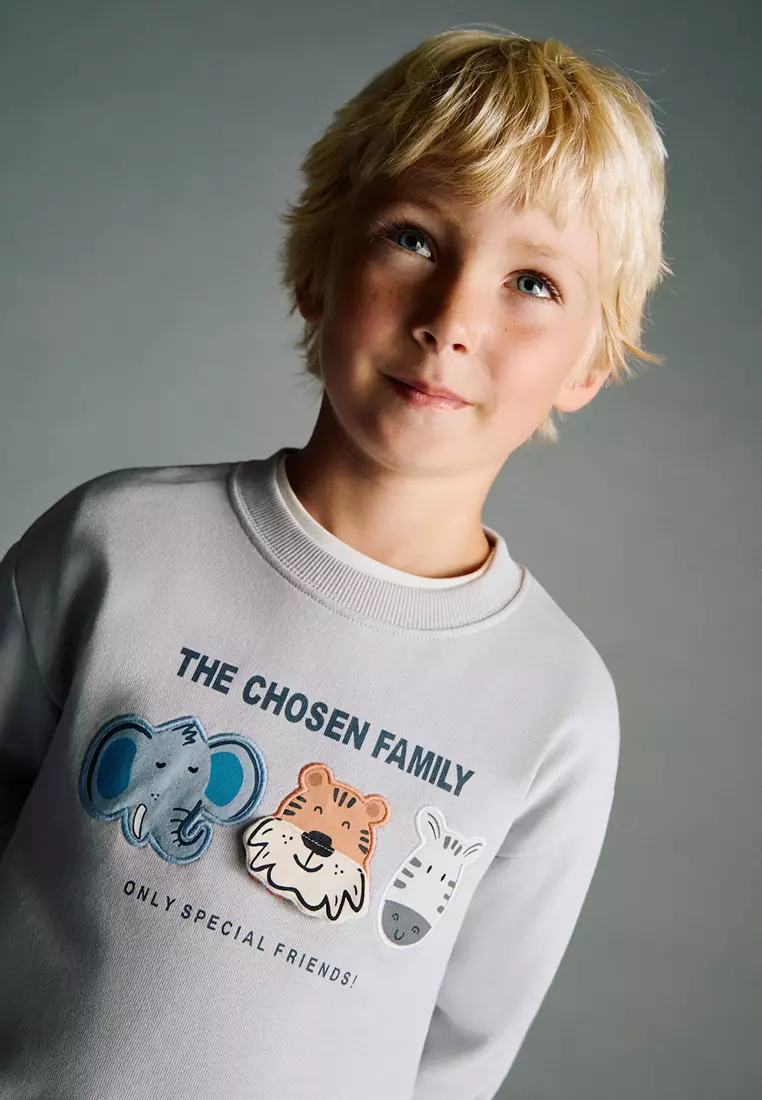 Sweatshirt With Embroidered Animals