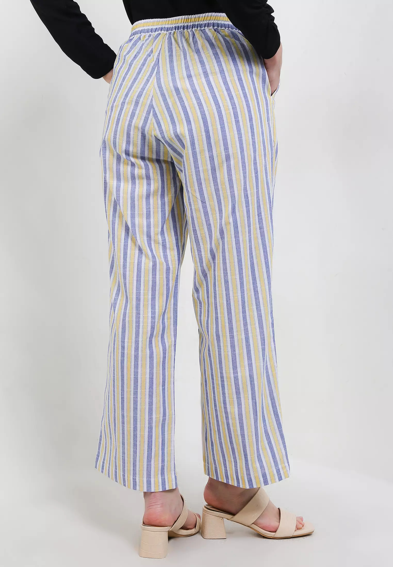 MFMW Jenibeth Celana Panjang Kulot Navy Motif Salur