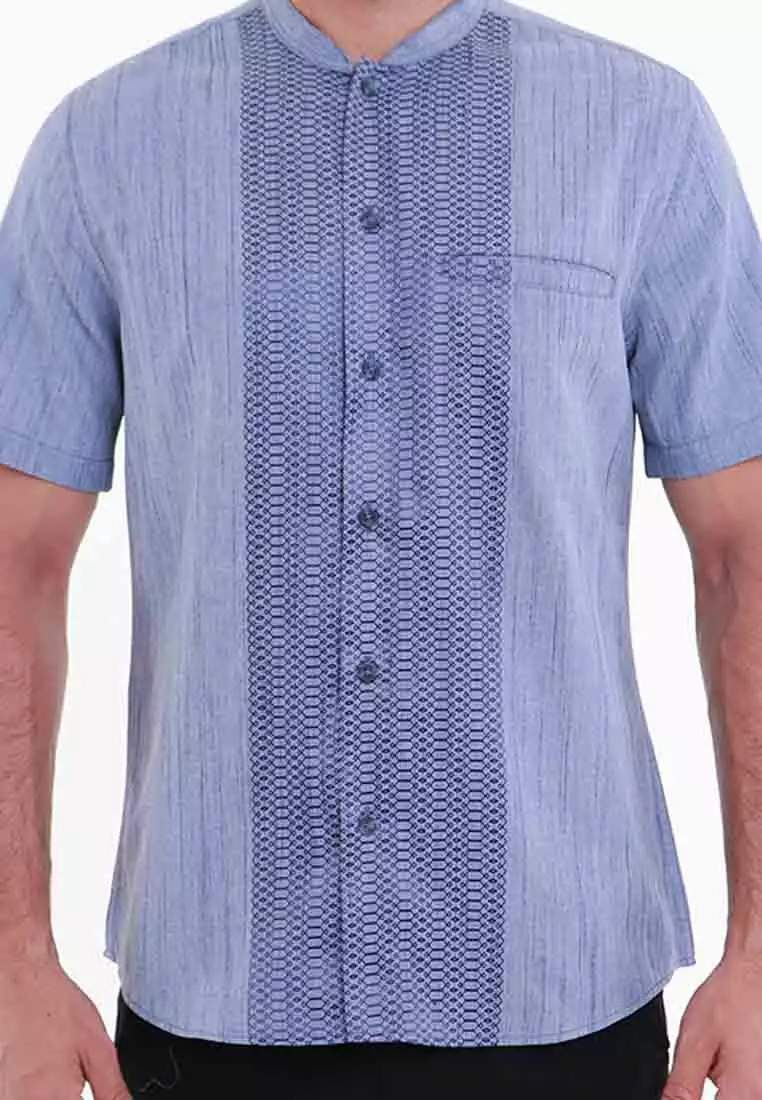 KOKO FARUK NAVY Kemeja Casual Formal Pria Lengan Pendek SS - Baju Atasan Top Man Muslim Shirt