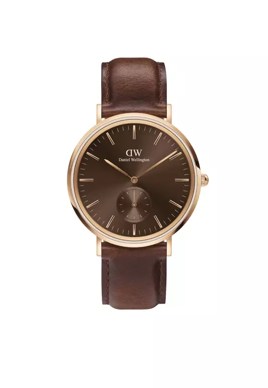 Classic Multi-Eye 40mm St Mawes Amber Rose Gold Brown Dial - Multi Eye Watch for men - Stainless Steel Leather Strap Watch - Fashion Watch - DW Official - Authentic
