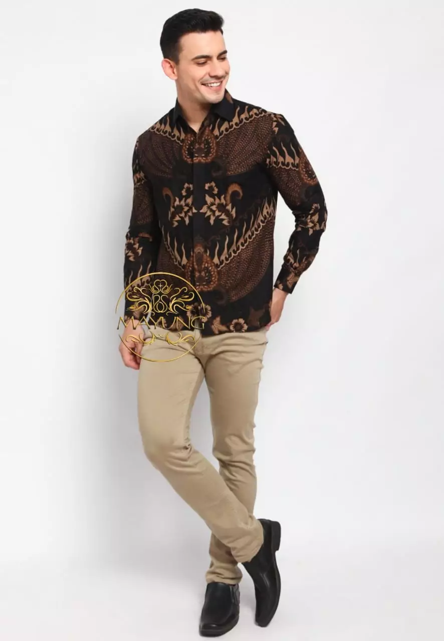 Black Bharah Kemeja Batik Pria Premium Slimfit Modern Lengan Panjang