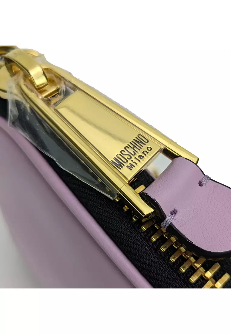 Moschino Couture Teddy Embroidered Chain Crossbody Bag Soft Lilac A7525