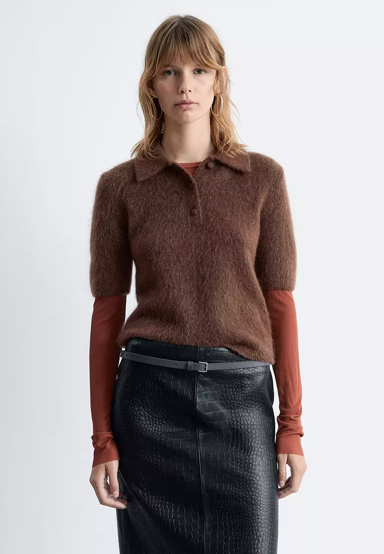 Brushed Knit Polo T-Shirt