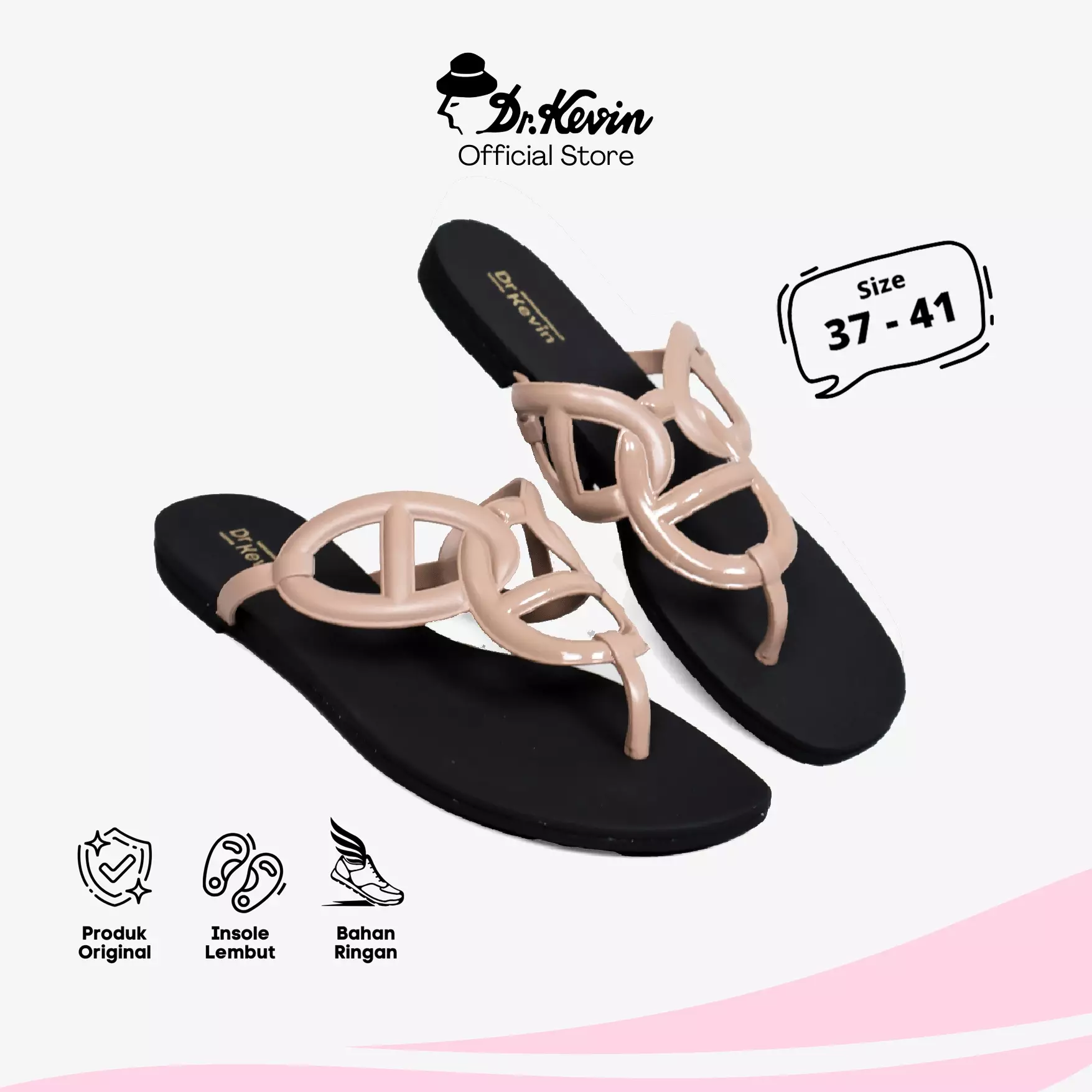 Dr. Kevin Sandal Japit Wanita Hak Rata Flat Sandal Jepit 571-203