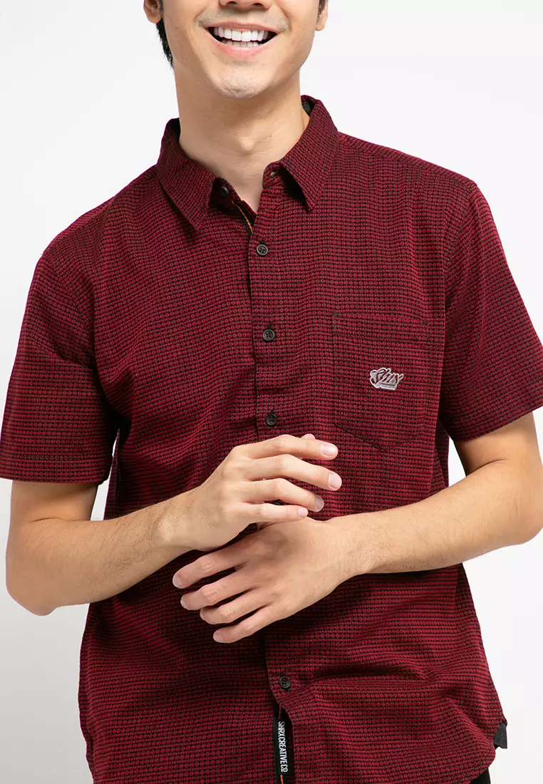 Sharks - Pattern Short-Sleeves Shirt - Red [SGF1215563AA]