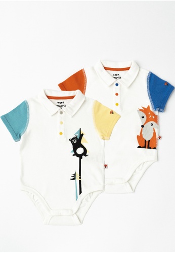 Vauva white Vauva -  Organic Cotton Baby 2-Packs Fox & Bear Bodysuits 93AF4KA9725DEDGS_1