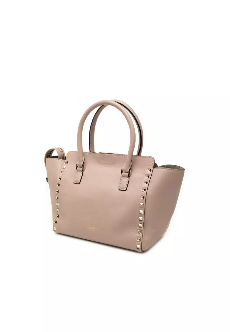 Pre-Loved Valentino Small Leather Rockstud Double Handle Tote