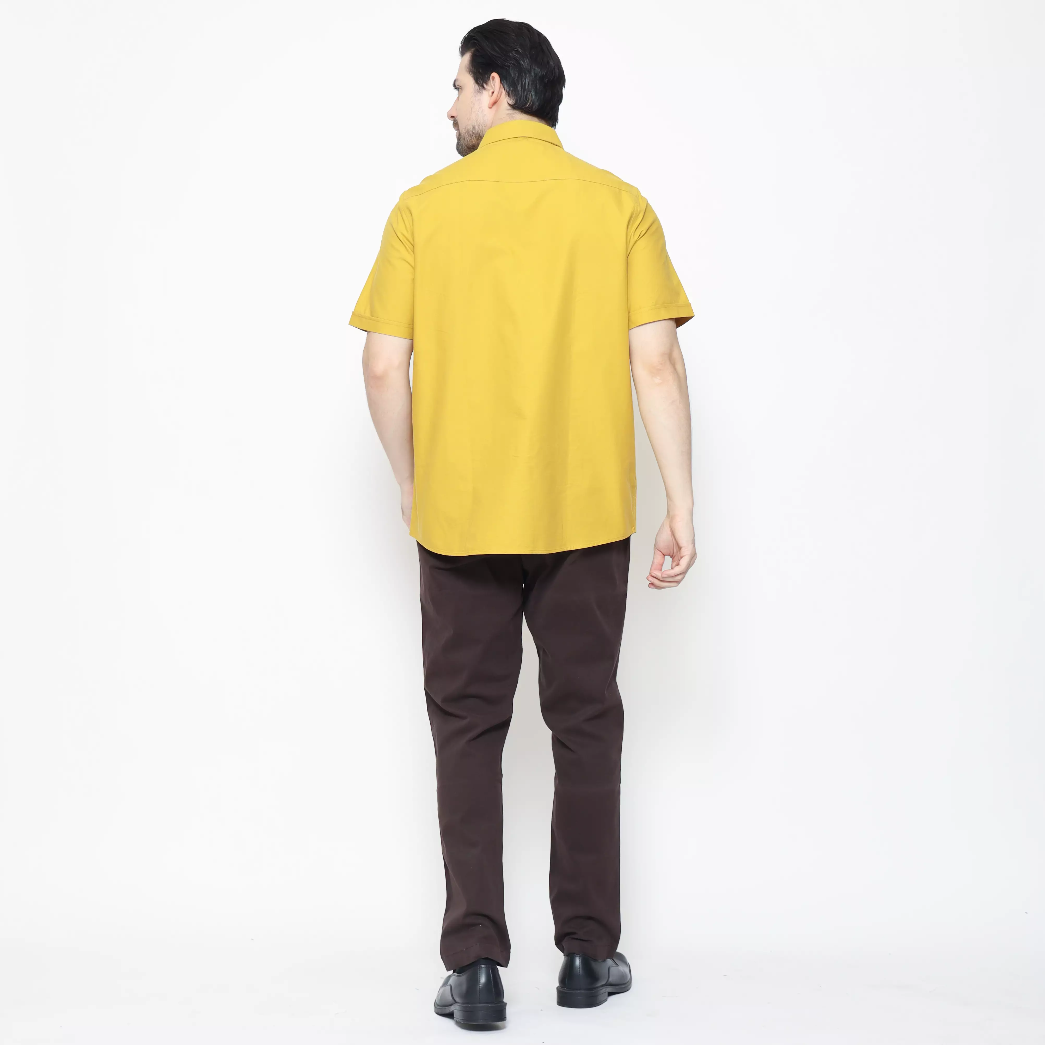Lawell Kemeja Casual Pria Lengan Pendek Regular Fit Warna Yellow – Cotton Oxford Kecil – KING-MSRC