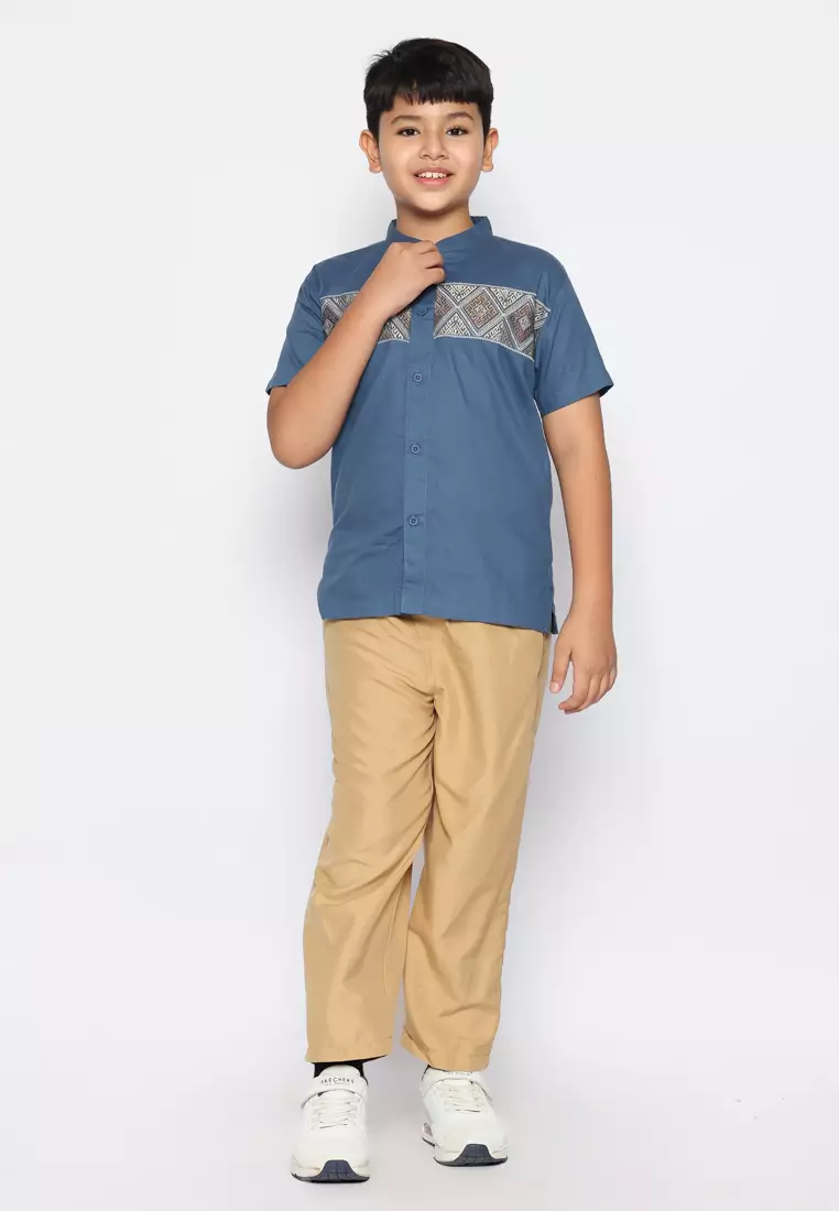 Baju Koko Set Anak Laki Bordir Wajik Navy - GENUINE
