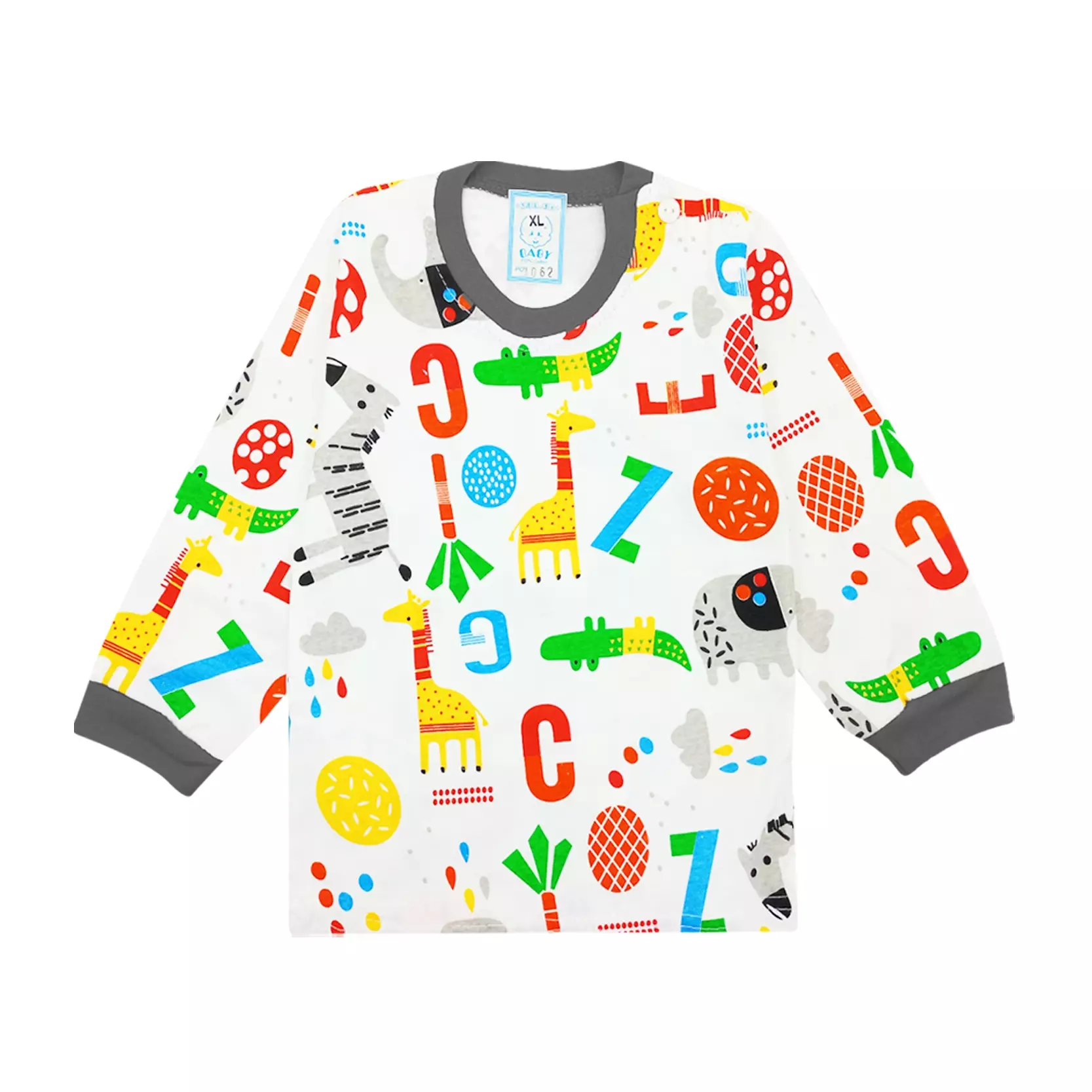 Wakakids Piyama Bayi Anak Baju Tidur Usia 6 Bulan Hingga 12 Bulan Unisex Motif Animals