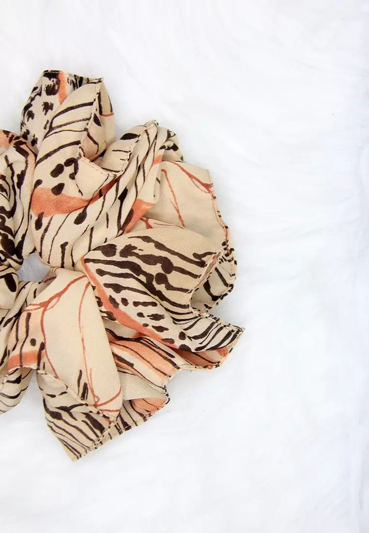 SCRUNCHIE MEDIUM PREMIUM COLORFULL CHIFFON IKAT RAMBUT