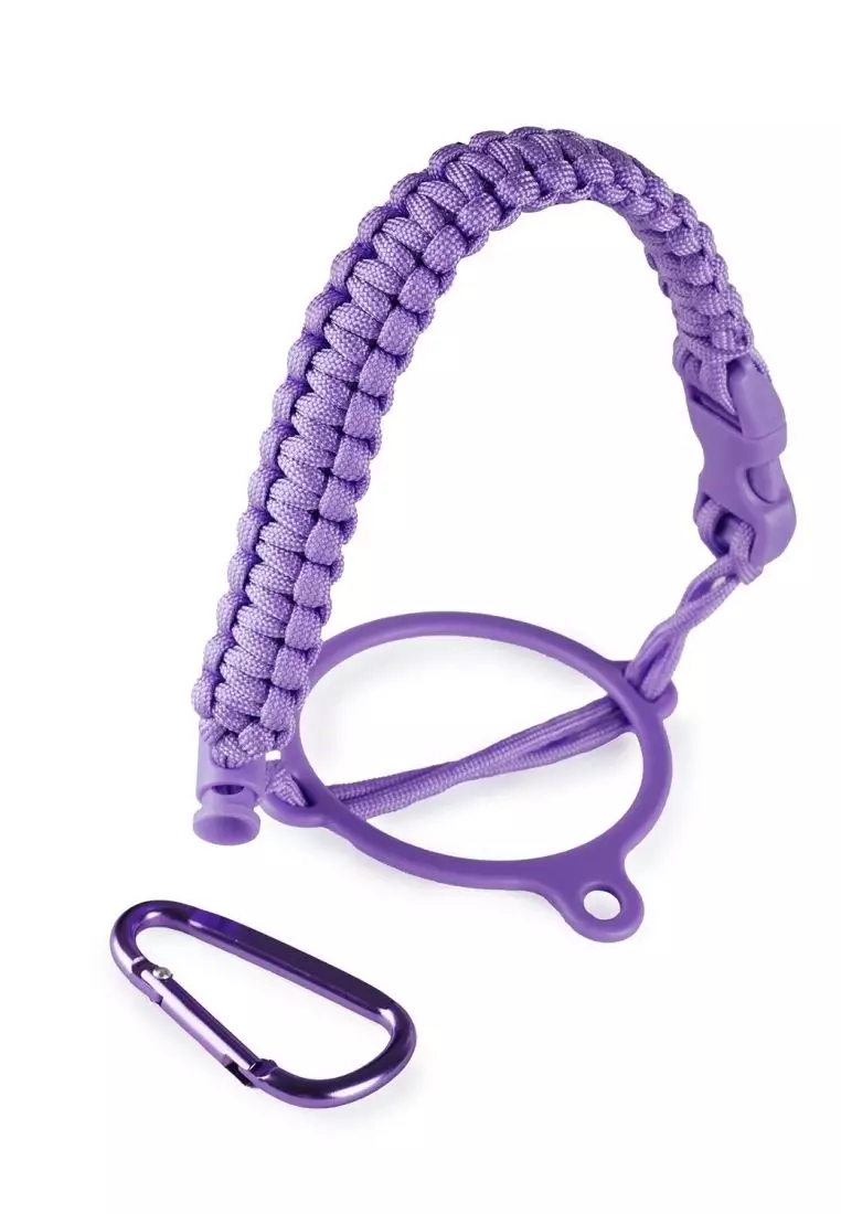 Crossing Paracord Bottle Carrier Strap with Carabiner - Purple