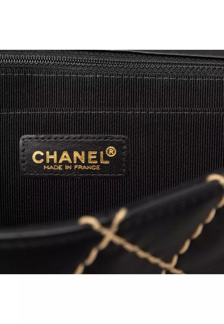 Pre-Loved Chanel Jumbo Cc Quilted Lambskin Wild Stitch Flap
