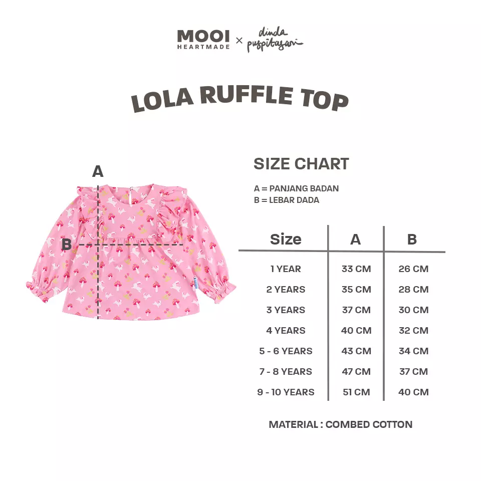 Mooi X Dinda Puspitasari Atasan Anak Perempuan Lola Top Ruffle - Light Green
