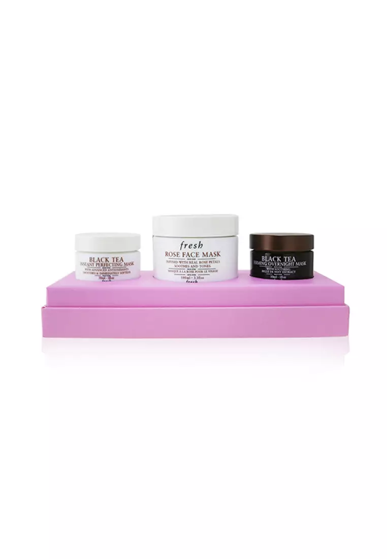 Face Mask Set: 1x Rose Face Mask - 100ml/3.3oz + 1x Black Tea Firming Overnight Mask - 30ml/1oz + 1x Black Tea Instant Perfecting Mask - 30ml/1oz 3pcs