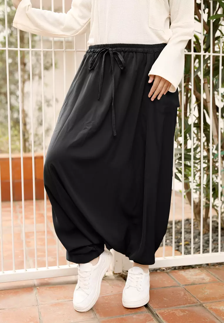 Yoona Sport Pants Pocket | Celana Sirwal | Celana Harem | Celana Olahraga Syari - Black