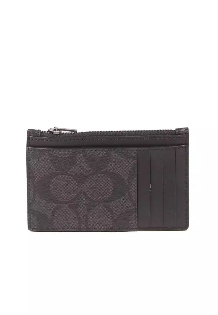 Coach Signature Zip C4281 Card Case In Black