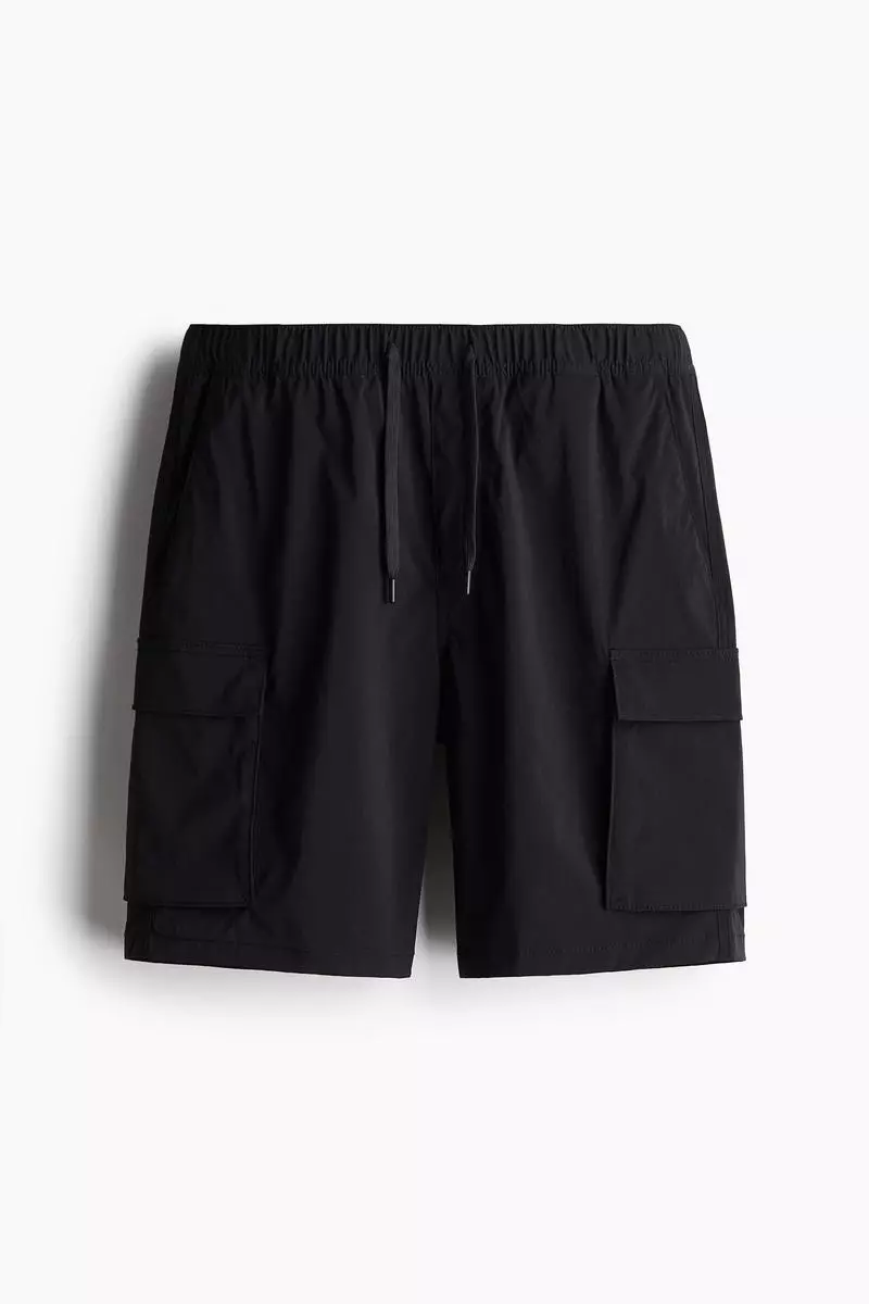 MLVINCE NYLON CARGO SHORTS BLACK 34inch CARGO NYLON SHORTS - BLACK