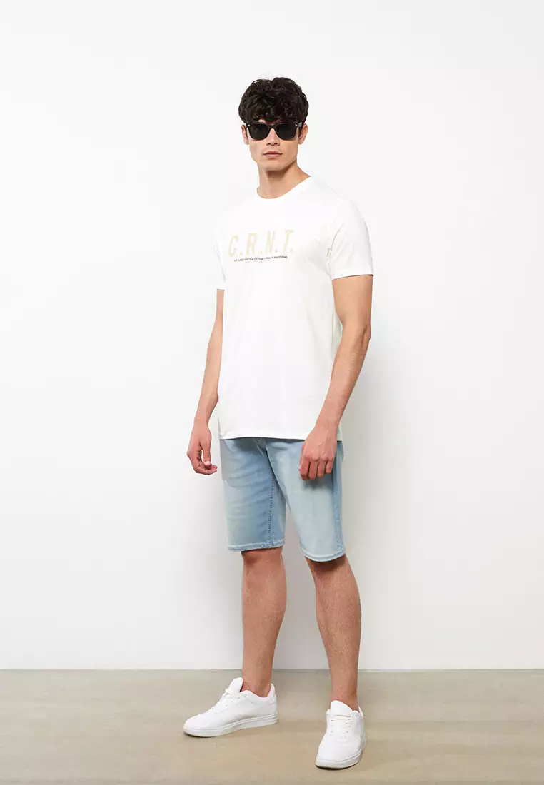 網上選購LC WAIKIKI Crew Neck Short T-Shirt ZALORA香港 2024 Cotton Combed Printed Sleeve 系列| Men\'s