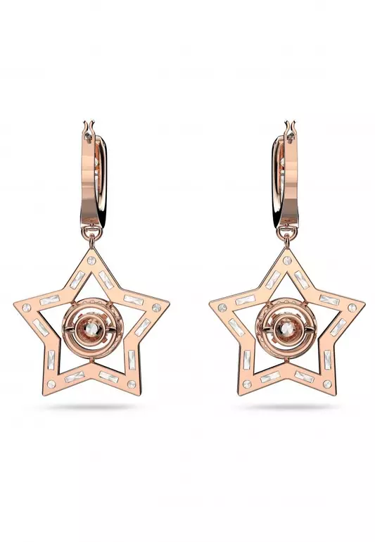 Stella Hoop Earrings Star White Rose-gold Tone Plated