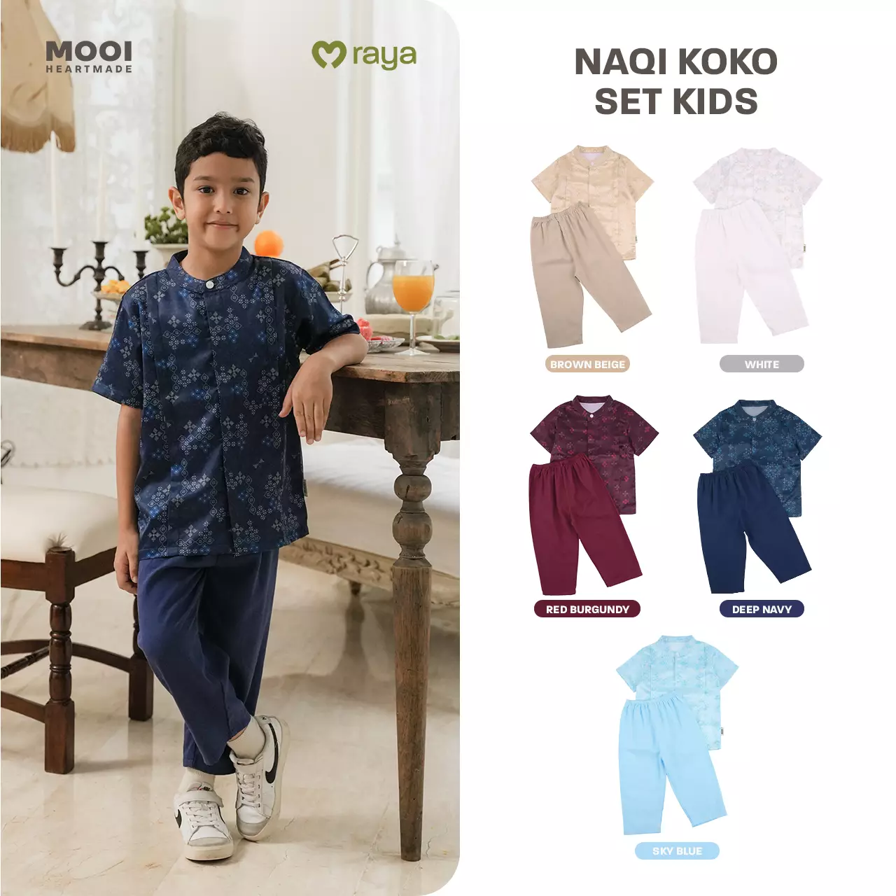 Mooi Naqi Koko Set Setelan Koko Anak Raya Collection Nawasena Series - Sky Blue