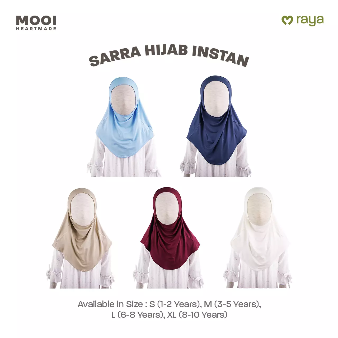 Mooi Hijab Instant Anak Jilbab Anak Perempuan Sarra Hijab - Brown Beige