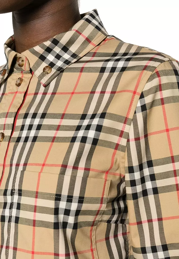 Button-Down Collar Vintage Check Shirt in Archive Beige
