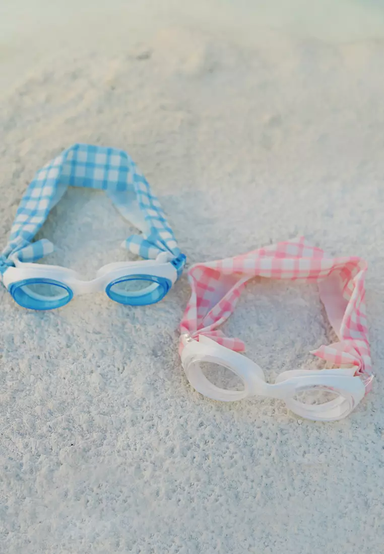 Tangle-Free Goggle Elastic Strap - Gingham Blue