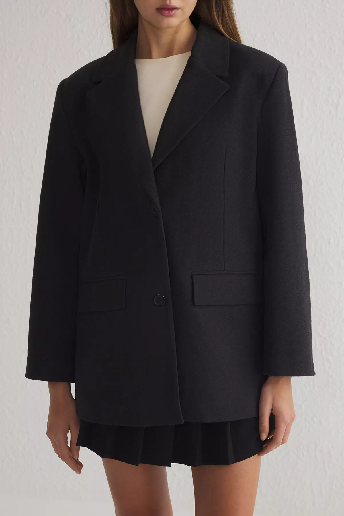 Gray Plain Regular Coat