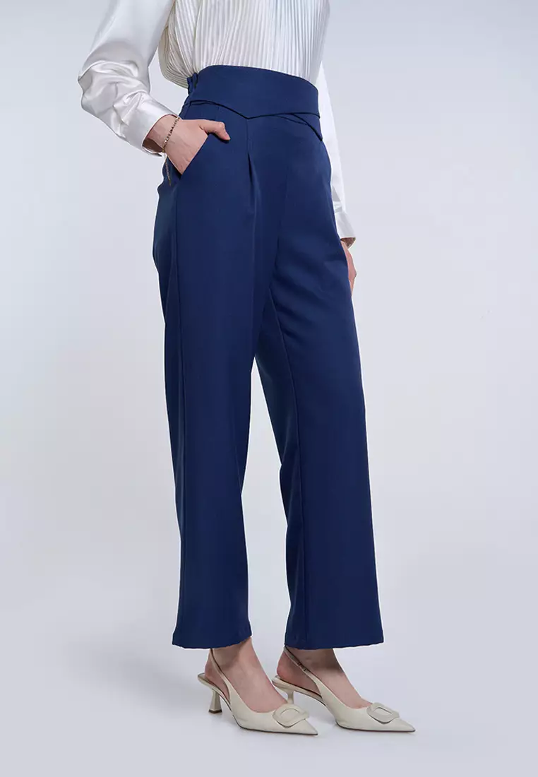 Kami Arisa High Waisted Pants Navy