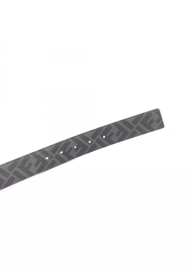 Pre-Loved Fendi FF Square reversible belt leather black