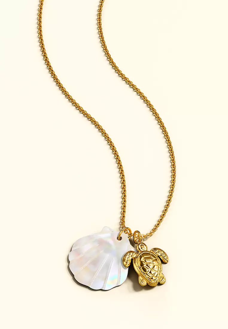 Pearl Shell & Gold Sea Turtle Necklace