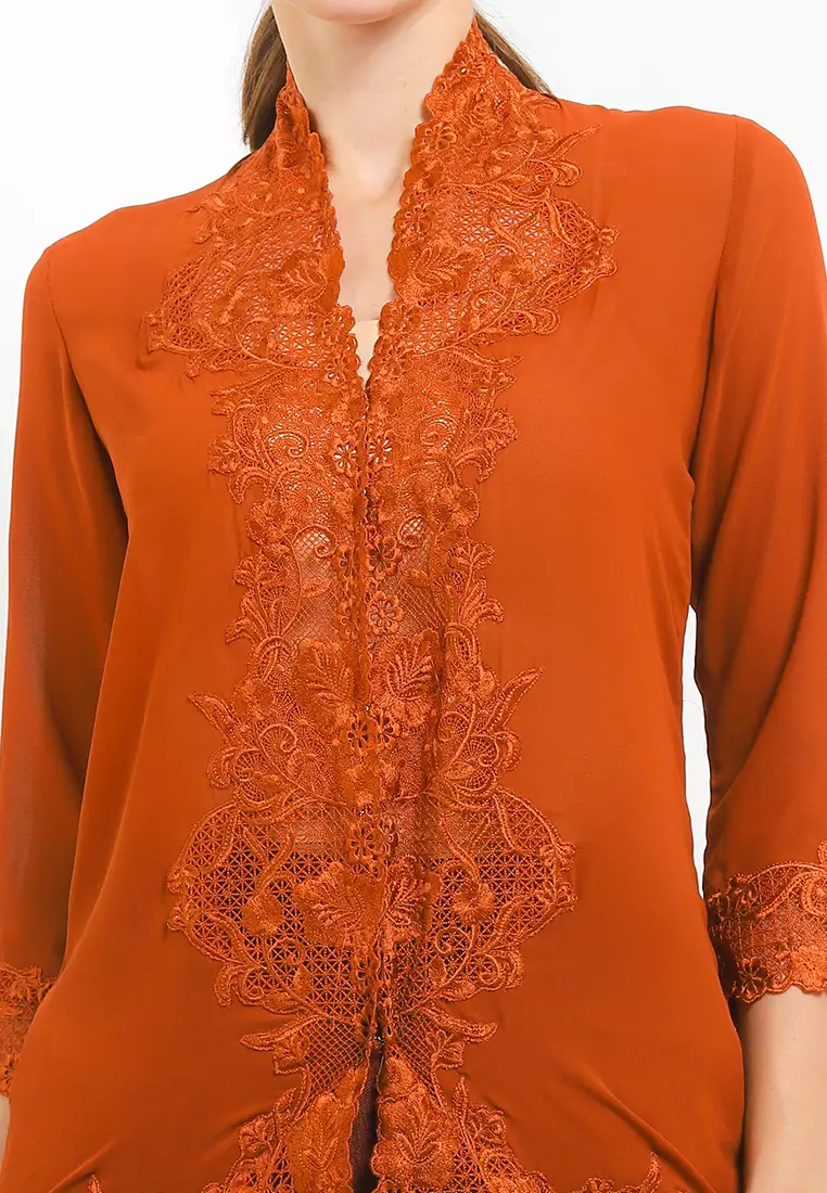 Embroidery Long Kebaya 7/8/Sleeve-Gacluk Kopi