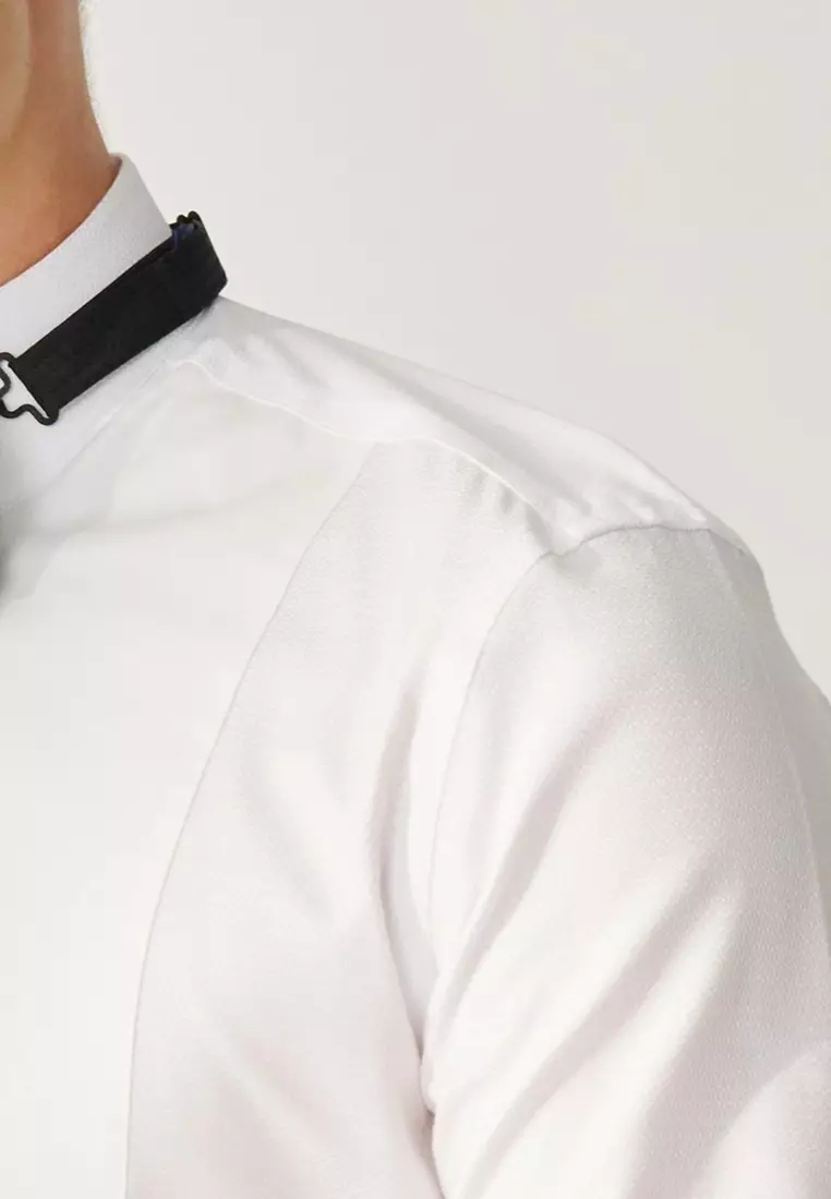 #米蘭系列 白色拼接禮服款修身版襯衫