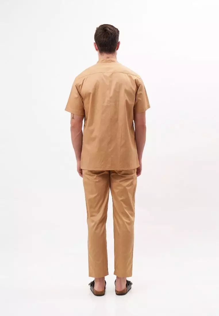 Bazel Kemeja Pendek Pria Katun Organik Mocca | Organic Cotton Short Sleeves Shirt Men Mocca