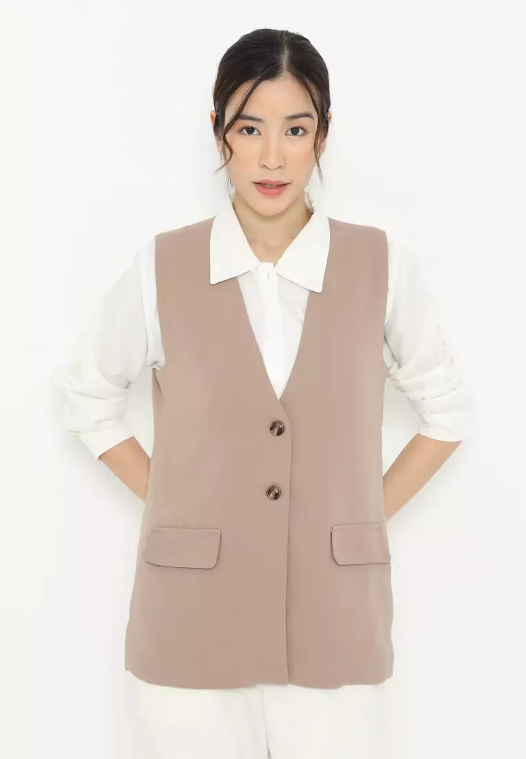 Basic Vest in Coksu By Brilliant Girl Warna COKLAT