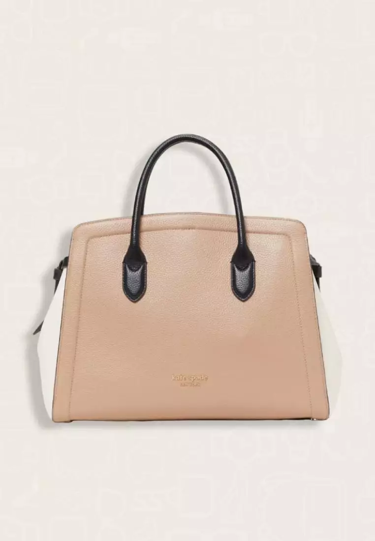 Kate Spade Knott Colorblocked Large Satchel Kraft Paper Multi