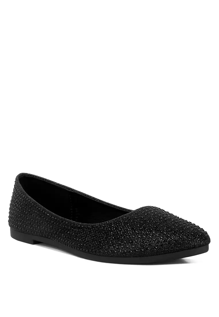 Black studded ballet flats sale