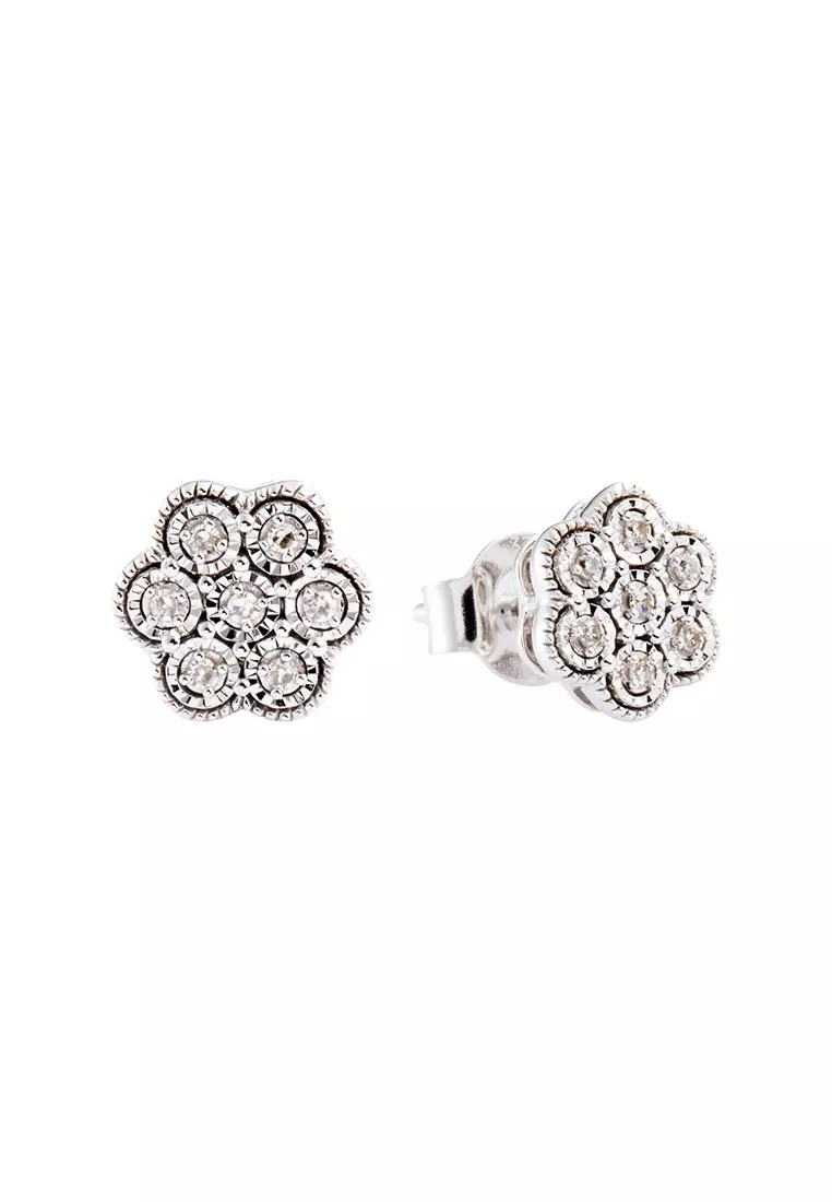White gold button best sale earrings