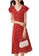 OUNIXUE red Retro Romantic V-Neck Floral Dress 23250AA151A145GS_1